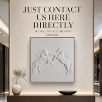Sculpture en relief 3D de deux chevaux arrière, blanche, faite à la main sur toile, pour hôtel, suite présidentielle, salon, art mural personnalisé en gros
