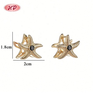 Boucles d'oreilles créoles Hengdian Starfish en laiton plaqué or 18 carats avec zircone noire - Product Image 5