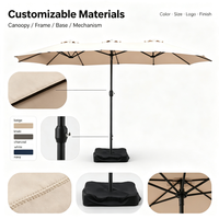 Parasol rectangulaire double toit surdimensionné pour jardin, plage et terrasse, imperméable