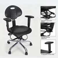 Chaise de laboratoire KEDE ESD en PU avec accoudoirs, hauteur réglable, chaise de bureau ergonomique pour hôpital, atelier, salle blanche, laboratoire