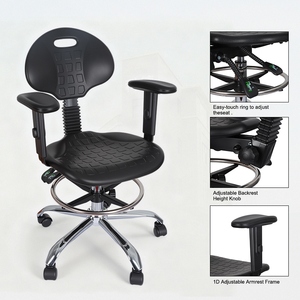 Sedia da <span class=keywords><strong>Laboratorio</strong></span> KEDE ESD in PU <span class=keywords><strong>con</strong></span> Braccioli, Altezza Regolabile, Sedia Ergonomica da Ufficio per Ospedali, Officine, Camere Bianche e Laboratori - Product Image 4