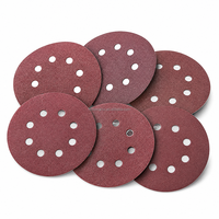 60-320 #   Disque abrasif en oxyde d'aluminium à grains assortis 5" 125mm 8 trous, matériau abrasif enduit, papier abrasif rouge, Lijas Madera