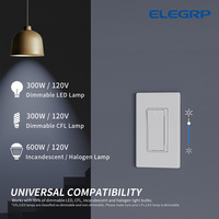 Interrupteur mural coulissant ELEGRP de type US, unipolaire/tripolaire, 300 watts, blanc, pour lampe LED