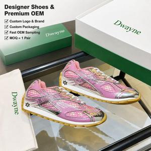 Zapatillas de Lujo para Mujer 2026, Diseño Metálico Rosa, con Pedrería, Plataforma, Estilo Deportivo Casual, Nuevas - Product Image 1