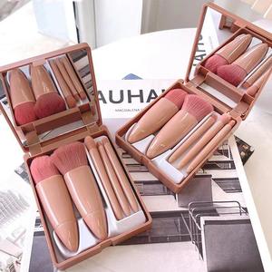 Hot sale 5pcs mini travel case makeup brush set mirror Personalized Synthetic Mini Make Up Brushes Kit Professional Makeup Sets