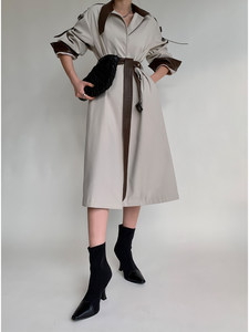 Cappotto Lungo Vintage di Alta Qualità per Autunno e Inverno, <span class=keywords><strong>Trench</strong></span> Oversize Doppiopetto con Cintura in <span class=keywords><strong>Pelle</strong></span> per Donne - Product Image 2