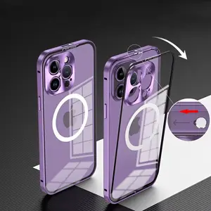 Japonais et coréen Ins Magic Hd attache à ressort Iphone15pro Max coque de téléphone magnétique résistant aux chutes 14pro métal 13