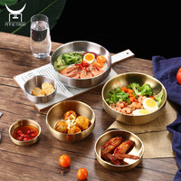 Bol à riz en métal, bol de service empilable pour soupe, riz, glace, collations, acier inoxydable 304, ensemble de bols coréens Bibimbap dorés