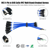 Câble de raccordement multi-branche étanche IP67 M12 vers RJ45 Cat5e pour bus CAN et DVR de véhicule, personnalisé CE, fabrication OEM