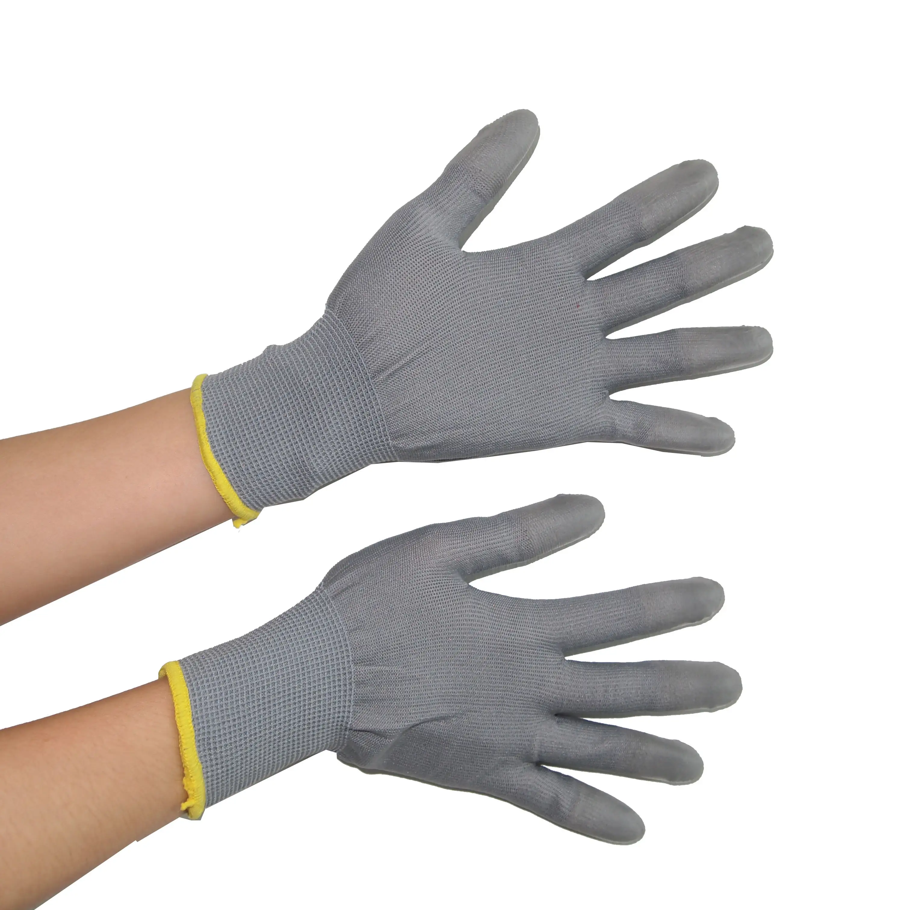 צבע אפור שחור ניילון כפפות פו אצבע ציפוי אנטי סטטי עליון מתאים בטיחות כפפה
