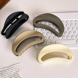 Barrette <span class=keywords><strong>à</strong></span> cheveux vintage française de couleur unie, marque JJJ, mode, 12 cm, en plastique creux en forme de croissant, vente en gros, accessoires pour cheveux d'usine - Product Image 2