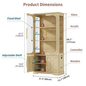 Vitrine moderne SENYU à arceaux avec étagères réglables, 5 étagères, meubles de salon en bois - Product Image 3
