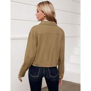 2025 veste en jean courte légère pour femmes veste de camionneur surdimensionnée avec poche Cargo à la mode grande taille mode - Product Image 5