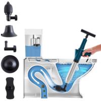 Déboucheur de toilettes en acier inoxydable souple en caoutchouc, déboucheur à air haute pression, outil de débouchage de drain de lavabo de salle de bain, déboucheur de drain d'égout