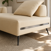 Ensemble de canapés en cuir de luxe moderne, canapé modulaire pour salon, canapé sectionnel 3 places avec chaise longue et pieds en métal