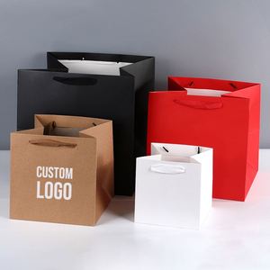 Bolsas de Papel Kraft Reciclables con Asas, para Regalos, con Logotipo Personalizado, para Pasteles de Flores, Tamaño Mini, Base Cuadrada, para Compras - Product Image 6