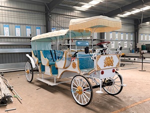 Charrette de tourisme romantique bleue personnalisable, bus de tourisme électrique à toit beige pour parc à thème - Product Image 6