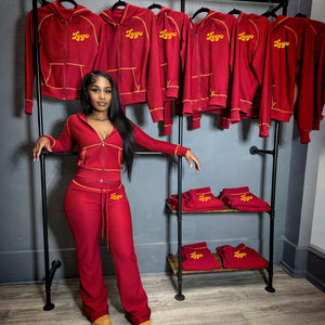 Set <span class=keywords><strong>Donna</strong></span> Autunno 2025 in Maglia a Maniche Lunghe con Motivo a Nido d'Ape e Righe, Felpa con Cappuccio e <span class=keywords><strong>Pantaloni</strong></span> a Zampa d'Elefante, Completo 2 Pezzi - Product Image 1