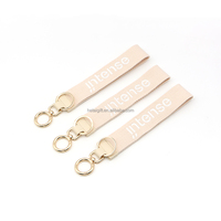 Porte-clés bracelet en toile personnalisé avec logo brodé blanc crème pour moto et voiture, avec anneau ouvert
