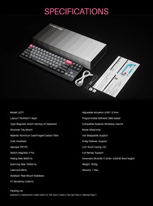 Teclado Mecánico de Levitación Magnética sin Resortes de Aluminio, Actuación Ajustable de 0.001-3.5mm, Compatible con Windows/Mac - Product Image 6