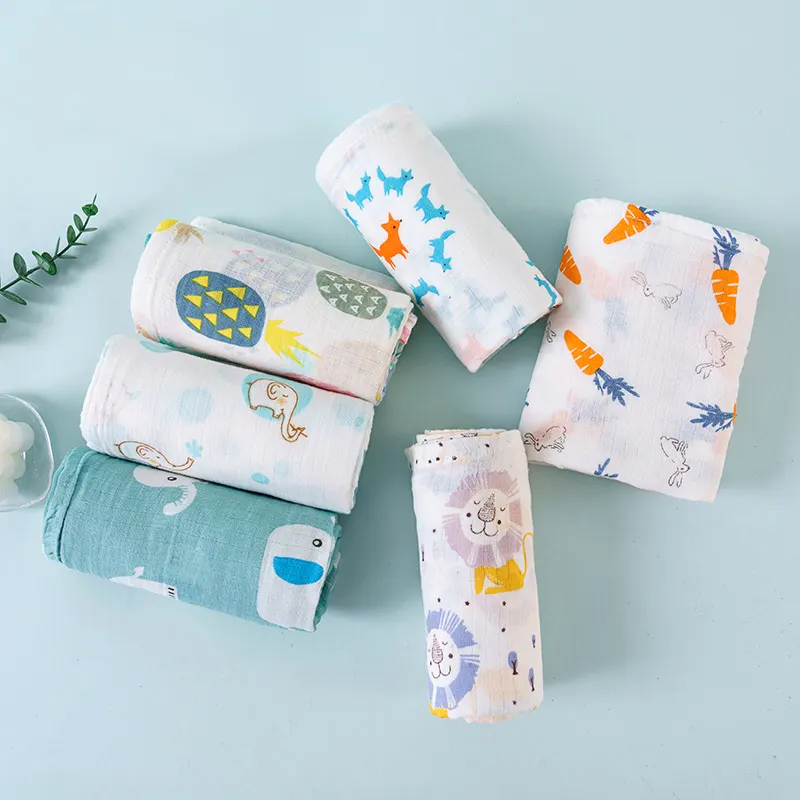 Wholesale Breathable Muslin Swaddle Wrap Blankets 100% Cotton Newborn Baby Swaddle Blanket for Boys And Girls