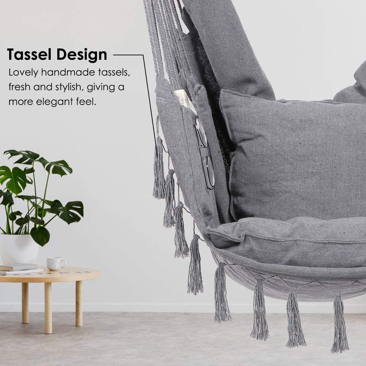 Dark Gray with tassels/pocket/pillow