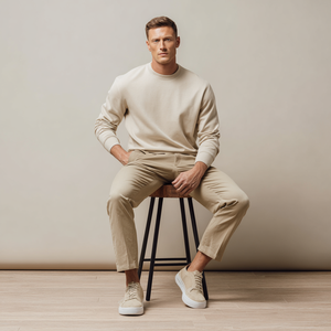 पुरुषों शरद ऋतु कपास मिश्रण क्रेवगर्दन स्वेटर न्यूनतम सादा लोगो पल्लोवर ओएम थोक - Product Image 1