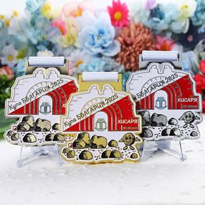 Medalla de Aleación de Zinc Chapada en Oro y Plata, Personalizable con Esmalte, Diseño 3D de Dibujos Animados, Medallas Personalizadas con Cinta - Product Image 2