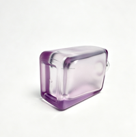 Nouvel emballage cosmétique de luxe givré, flacon de sérum violet carré plat à fond épais de 30 ml, flacon compte-gouttes en verre pour huile essentielle