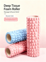 Rouleau de yoga en mousse EVA creuse à picots pour massage des tissus profonds, relaxation musculaire, remodelage corporel, rose, pour exercices de fascia, unisexe, toutes saisons