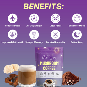 Brain Boost Champignonkoffie Met Organische Adaptogene Paddestoelen Schoonheid Afslanken Collageen Koffie L-Theanine Paddestoel Koffiepoeder - Product Image 4