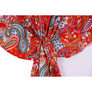 Caftán de Algodón Tejido a Mano para Mujer, Estampado Floral Dulce, Ecológico, Corte Holgado, Ropa Casual de Verano y Primavera - Product Image 5