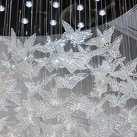 Nouvelle Lumière Suspendue Moderne et Tendance pour Hôtels, Décoration de Mariage, Papillons en Verre, Lustre LED