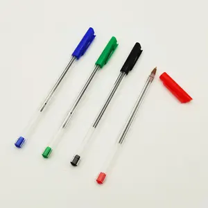 Wholesale cheap promotional plastic ballpoint blue black red ink school office transparent pen custom logo mini pen