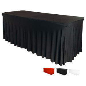 6FT White Custom Woven Spandex Banquet <b>Table</b> Cover Skirt Stretch OEKO-TEX Certified Durable Seamless Reusable Wedding Events - Product Image 1