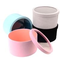 Vente en gros Boîte en velours daim de luxe ronde à fleurs pour emballage de roses Boîtes rigides Boîte à bijoux en papier artisanal en carton d'avion