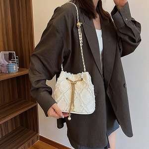 Nouveau sac seau en jean à carreaux diamantés tendance pour femme, sac bandoulière grande capacité à la mode pour femme - Product Image 4