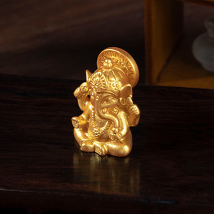 Statue de Ganesha Dorée en Gros, Figurines de Dieux Hindous, Miniatures de Dieux Indiens pour Aménagement Paysager, Cadeau pour Enfants, Pendentif, Accessoire de Décoration - Product Image 4