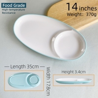 Assiettes à dîner divisées en mélamine de 14 pouces, deux compartiments, style moderne minimaliste, assiettes pour cantine d'étudiants, assiettes pour restauration rapide