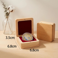 Boîte à pièces commémoratives en bois de hêtre noir et rouge bordeaux, boîte de rangement pour médailles et badges en bois massif