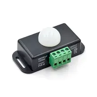 LED insan vücudu sensörü anahtarı 6A 12/24V siyah gecikme süresi ayarlanabilir PIR 5050 şerit modülü