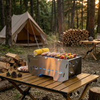 Barbecue en acier inoxydable robuste - Gril portable durable pour le camping professionnel