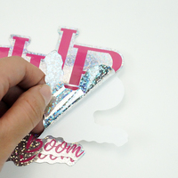 Pegatinas bonitas personalizadas, hoja adhesiva con purpurina de arcoíris de vinilo, pegatina holográfica de impresión troquelada