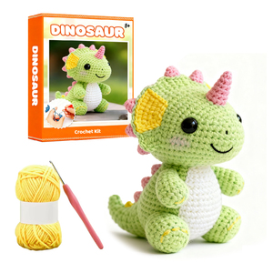 OEM Support <b>Knitting</b> <b>Toy</b> Crochet Kits DIY Art Craft Set Wool Kits Amigurumi Dinosaur Crochet Kit for Children - Product Image 1