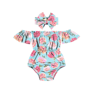 Conjunto de Ropa para Bebé Recién Nacido, Estilo Boutique, Última Moda 2022, con Hombros Descubiertos y Diadema con Lazo - Product Image 5