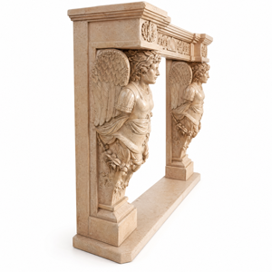 Customized Marble Fireplace Modern Hand Carved Luxury Classic Cream Beige Marble Fireplace Mantel Marble Fireplace Surround - Product Image 3