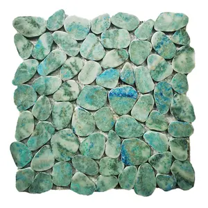 שיש טבעי מרקם חלוקי אבן שרף אריחי פסיפס עבור קיר או ריצוף שרף חלוק