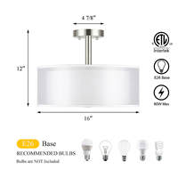 Luminaire suspendu moderne en tissu ETL, en stock aux États-Unis, pour chambre à coucher et salon
