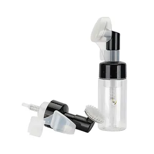 2021 hot sales foam soap packaging 120ml 4 oz refillable transparent pump pressure plastic bottle with brush