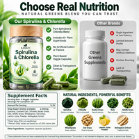 Capsules de Spiruline et Chlorelle 2300mg, Complexe Super Greens 9-en-1, Sans OGM, Capsules Végétales, 120 Comprimés, Complément Alimentaire Quotidien de Légumes Verts